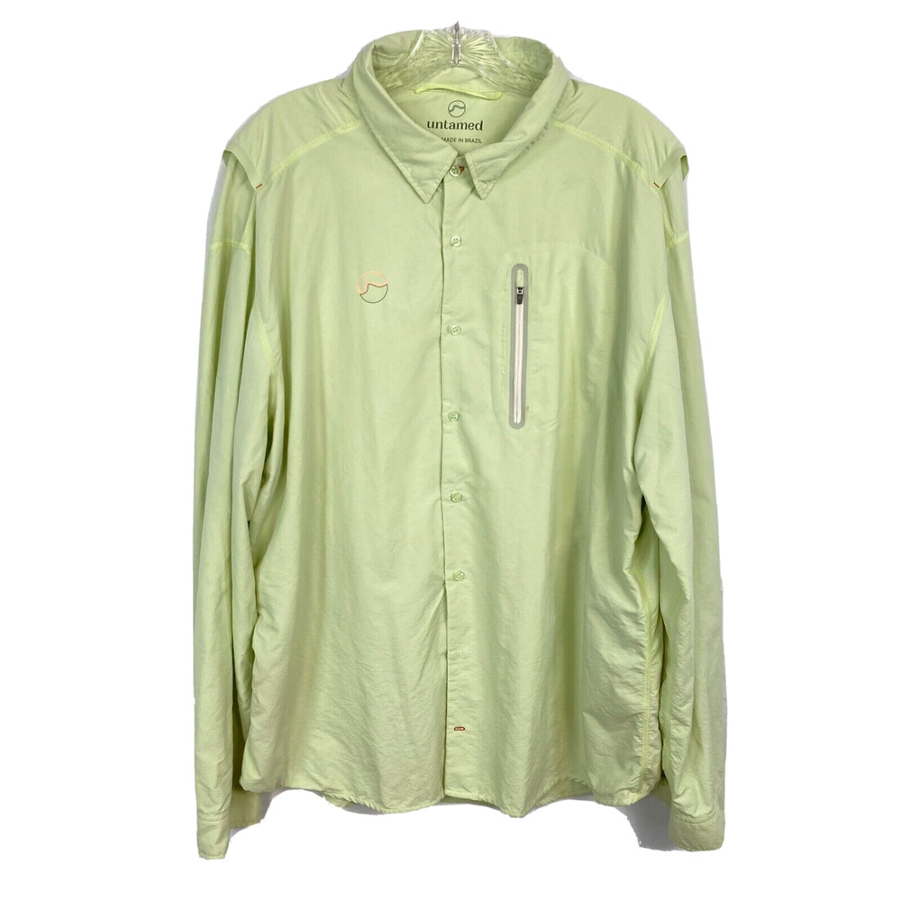 Untamed Shirt Mens Sz XL Soft Green‎ Long Sleeve Button Up Collared Fishing